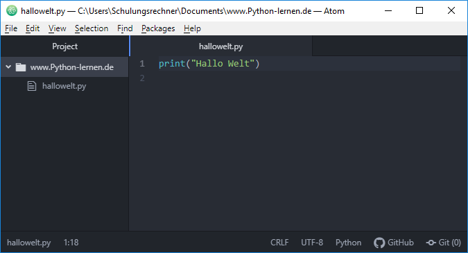 Python-Programm in Atom