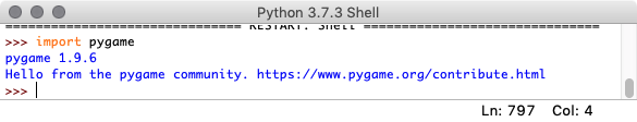 Installation von pygame testen